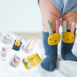 Прекрасная кукла детские гольфы Нескользящие Детские носки-тапочки с резиновой подошвой Хлопок Эластичные носки для От 0 до 2 лет