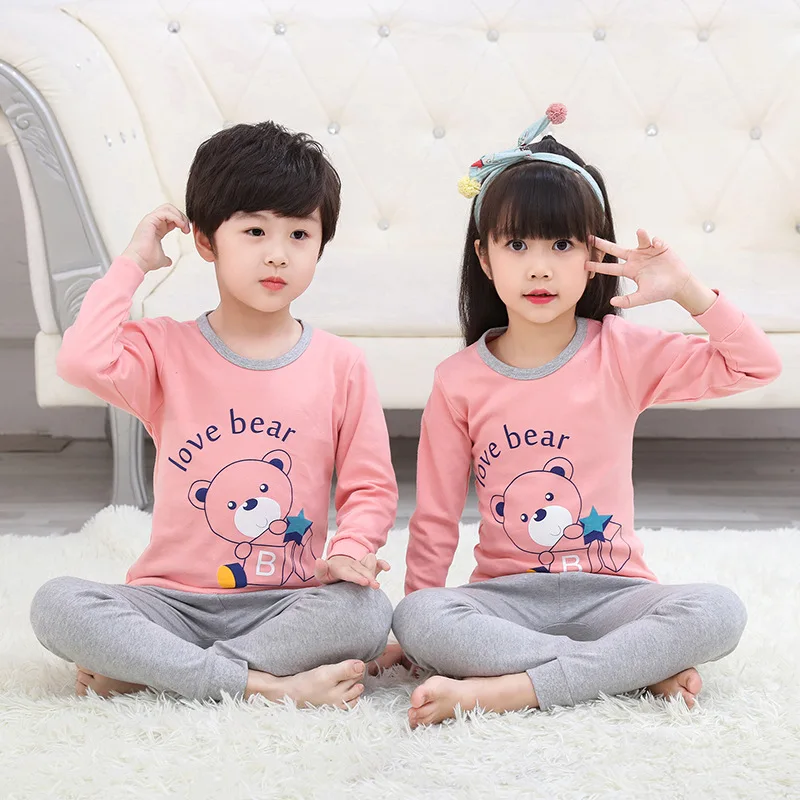 

Cartoon Kids Pajamas Sets Cotton Boys Sleepwear Suit Autumn Winter Girls Pajamas Long Sleeve Tops+Pants 2pcs Children Clothing