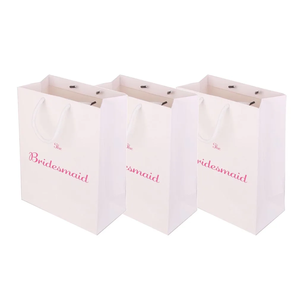 Pack of 3 Wedding Favour Paper Tote Bags The Bridesmaid Printed Present Hen Party