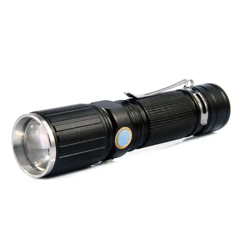 Skywolfeye XML T6 powerful LED Flashlight 18650 Battery+USB Rechargeable+Side Red LED Lights lanterna led t6 #3o5 (8)