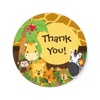 

3.8cm Thank You Jungle Safari Baby Animals Sticker