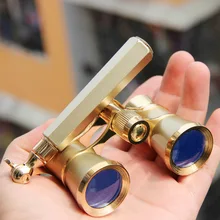 New Exquisite Theater/opera 3×25 Glasses Coated Gold Binocular Telescope With Handle Opera Binoculars Elegant Gift Theater