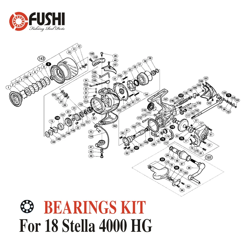 Fishing Reel Stainless Steel Ball Bearings Kit For Shimano 14 Stella 4000 HG / 03447 Spinning reels Bearing Kits