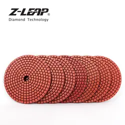 Z-LEAP 4 "Diamond Полировочный диск 7 шт./компл. 100 мм Красный Смола Бонд Гибкая ограночного Мрамор терраццо Бетонный кварцевые абразивных