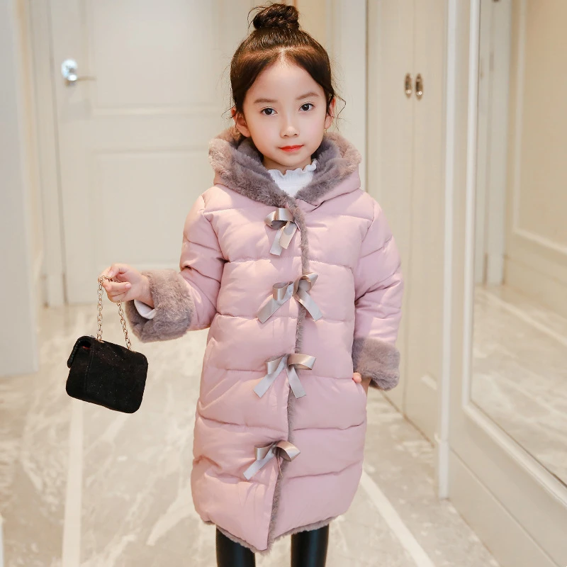 

Kids Down Cotton Jackets Children Warm Thickening Coats Baby Girls princess Velvet Parkas Toddler Infant Bow Outerwear clothing