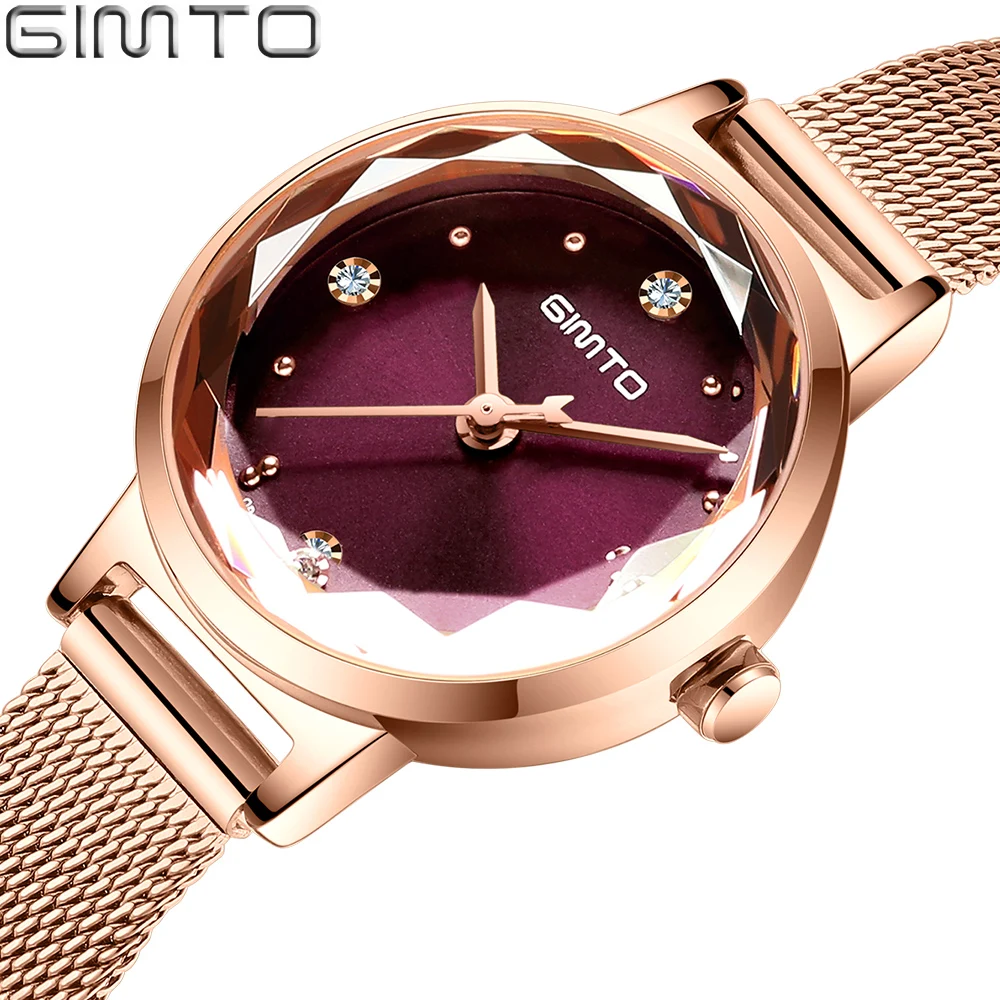 

Gimto New Top Luxury Quartz Watches Women Gold Stainless Steel Strap Female Waterproof Watch Ladies Montre homme Wristwatches