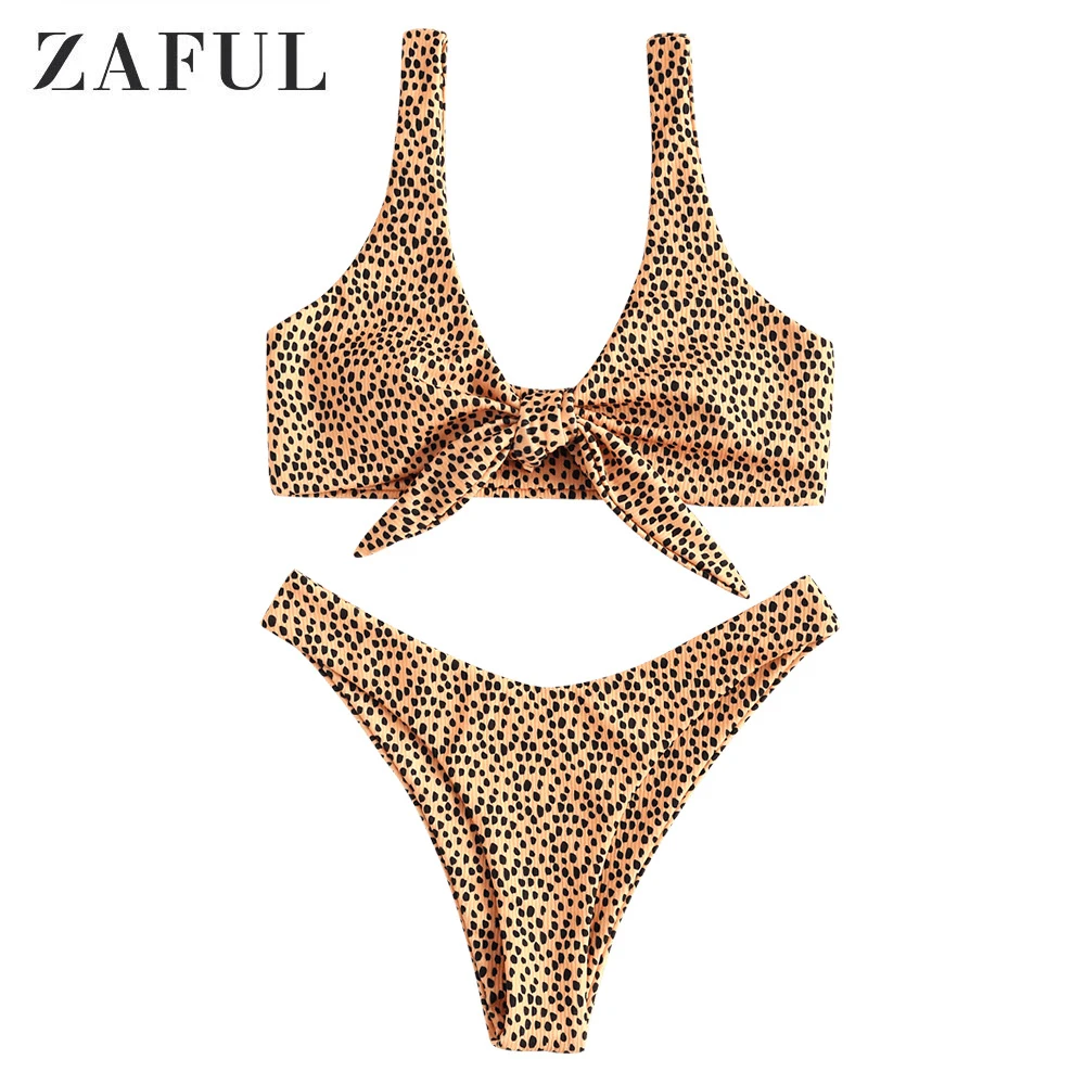 zaful tie front padded bikini set