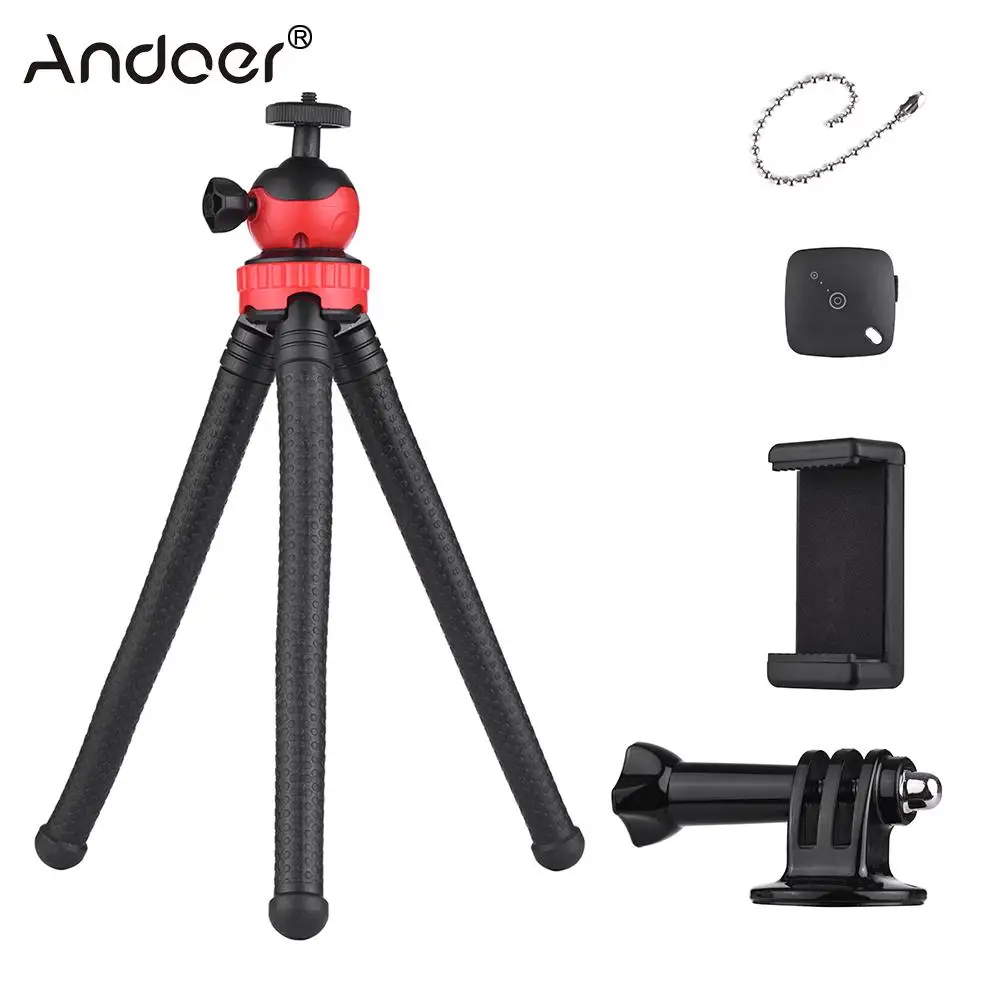 

Andoer MZ305 Flexible Octopus Tripod Kit w/ Phone Holder Remote Controller for GoPro Hero/Yi for DSLR ILDC Camera for Smartphone