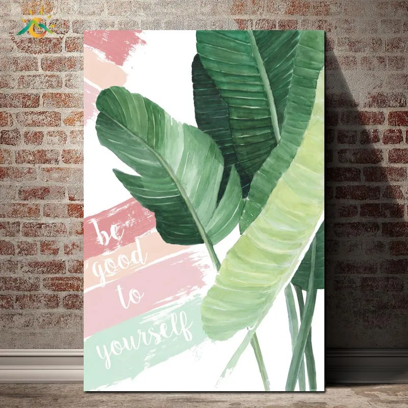 

Watercolor Leaves Wall Art Canvas Painting Green Style Plant Nordic Posters and Prints Decorative Picture Modern Home Decoration