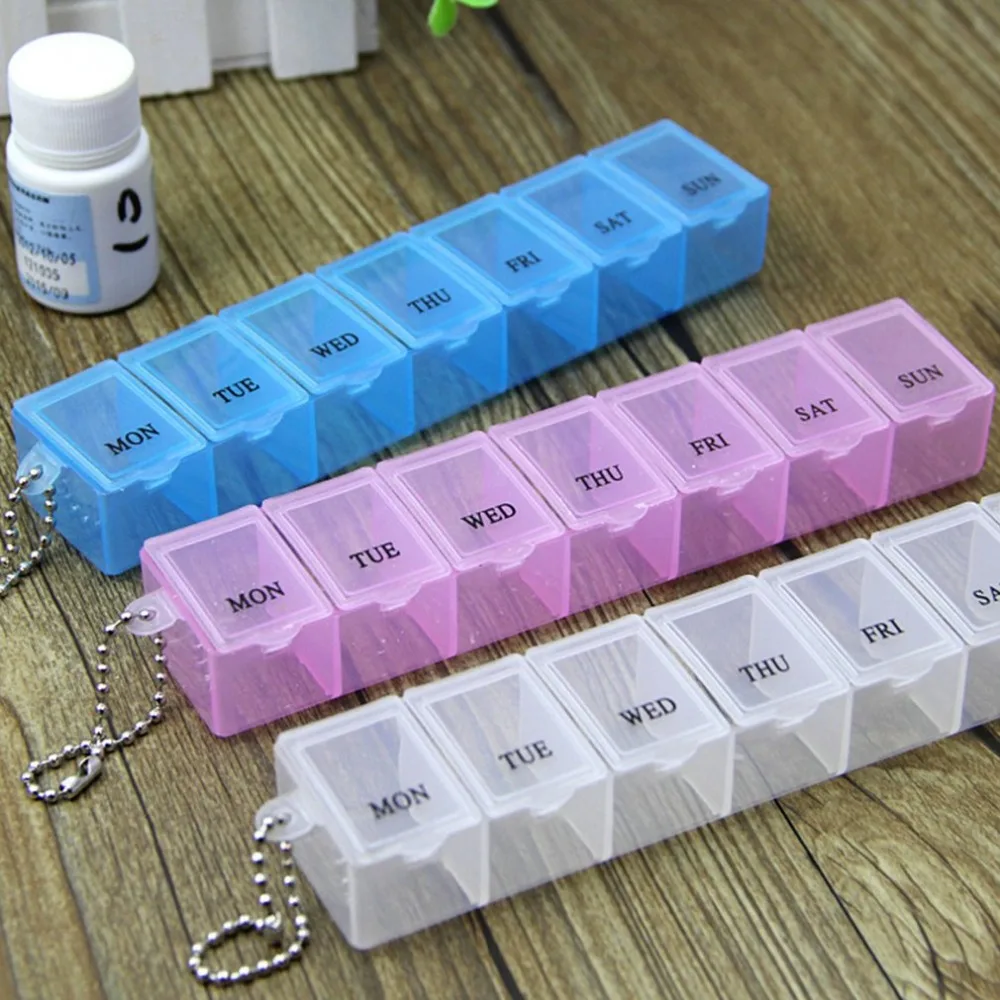 

New Portable 7 Lattice Weekly Medicine Pill Box Pill Cases Portable Size Travel Medicine Holder Tablet Storage Case Container