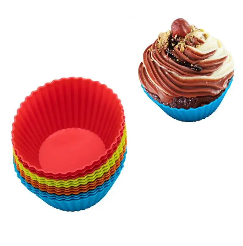 

7cm round wave Food grade silicone muffin cup cake cup tart cake mould Form Bread Bakery Baking Tools Bake ware
