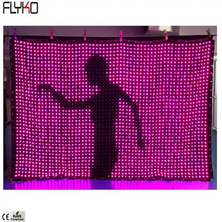Flyko заводская цена сменная и гибкая высокое качество P50mm 2x3 m led видео занавес полный цвет в двери полу-выхода двери