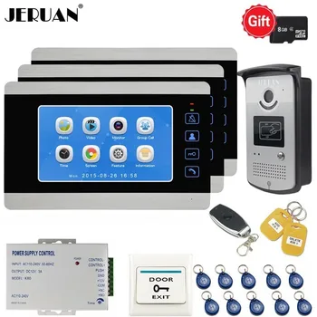 

JERUAN 7 inch Video doorbell Door phone Intercom System kit Metal Record Monitor RFID Waterproof Camera With 8G FREE SHIPPING
