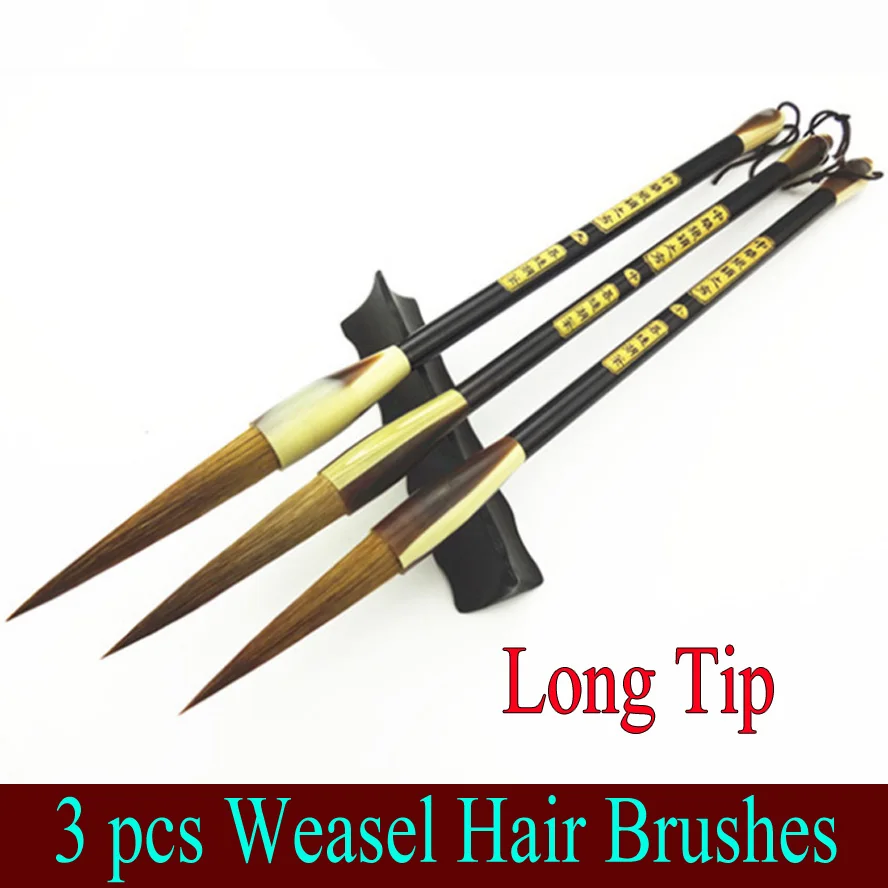 Pincéis de Caligrafia Pincel para Pintura Chinesa Ponta Longa Cabelo Fuinha Desenho Caligrafia Arte Artista Suprimentos 3 Pcs Top 3 ponta longa cabelo Fuinha pincel para pintura