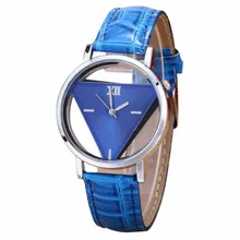 Aimecor Мужская Женская мода уникальный выдолбленные треугольные циферблат синий Повседневное часы браслет часы дамы dropshing