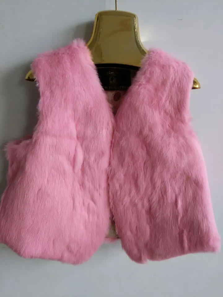 new genuine rabbit fur vest women's short rabbit fur coat winter fur vest Free shipping custom plus size