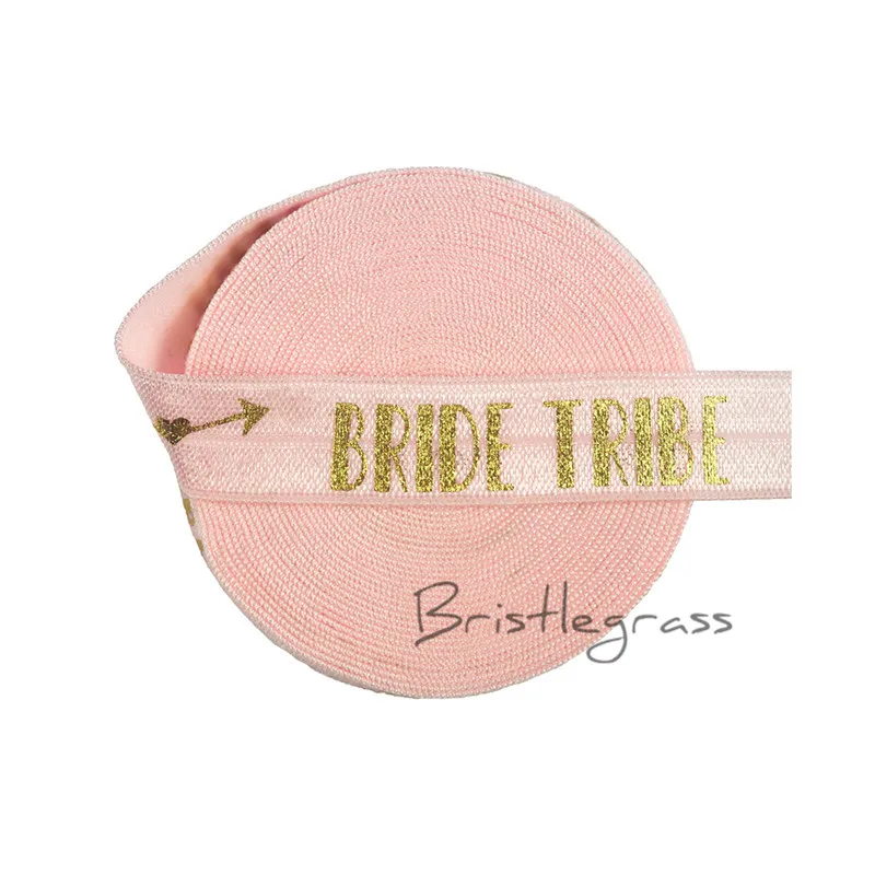 BRISTLEGRASS 5 двор 5/" 1,5 см цвета: золотистый, надпись «Bride Tribe» Стрела любви Фольга враг печати внахлест резинки атласная повязка на голову декоративное Шитье