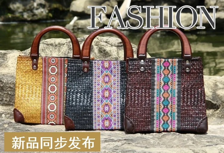 Тайская соломенная сумка, женская сумка, Ретро стиль, ротанг, хлеб, посылка, дорожная пляжная сумка, Европейский и американский стиль, соломенная сумка
