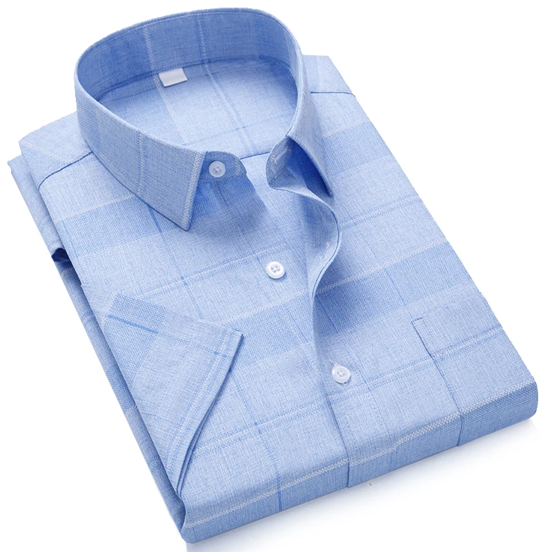 

High quality male comfortable short sleeve shirt Summer business men casual shirts imitation line finishing fabric Chemise Homme
