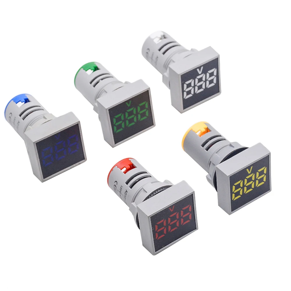 

22MM Measuring range AC 12-500V Voltmeter Square Panel LED Digital Voltage Meter Indicator Light Output voltage AC 22-500V