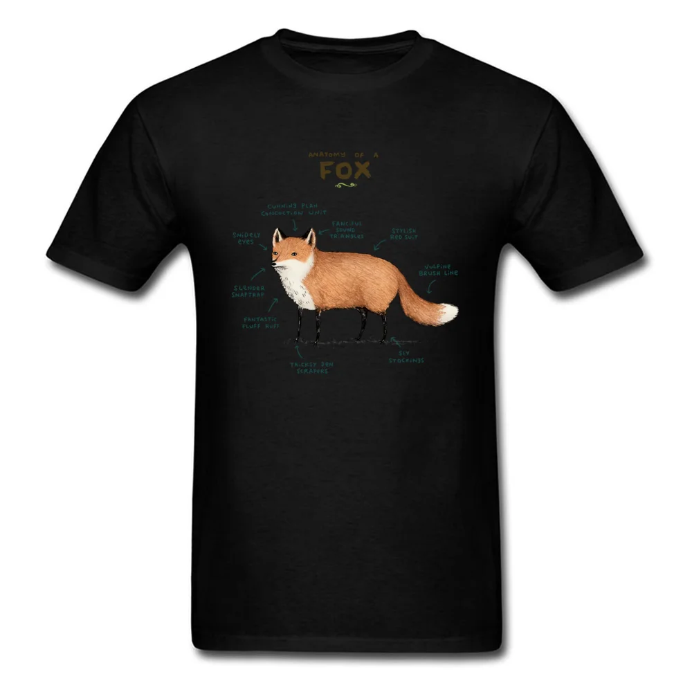 Anatomy of a Fox 3D Printed Tops Tees Short Sleeve for Men Pure Cotton Thanksgiving Day Crew Neck T Shirts Unique Tees Family Anatomy of a Fox black