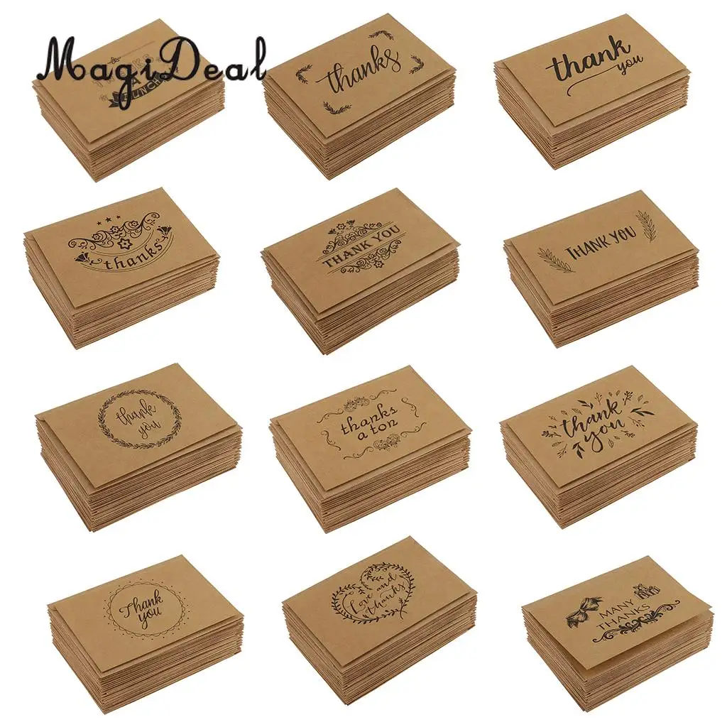 20pcs Kraft Paper Thank You Notes Cards with Envelopes Christmas Thanksgiving Day Greeting Favors | Дом и сад