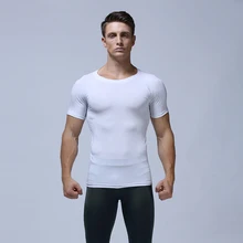 Быстросохнущие Стрейчевые дышащие мужские футболки для бега, облегающие футболки, спортивные мужские футболки для фитнеса, тренажерного зала, футболки для мышц