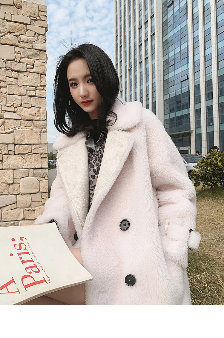 Real Fur Coat Women Korean Sheep Shearling Winter Coat Women Lamb Fur Jacket Windbreaker Abrigos Mujer Invierno MK188YY579