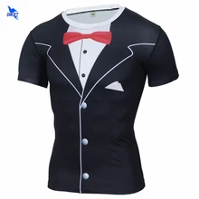 Быстросохнущая высокоэластичная 3D Футболка с принтом для мужчин с коротким рукавом фитнес компрессионная рубашка обтягивающие Забавные футболки и топы с принтом