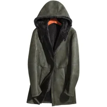 Гарантированная овечья шерсть, меховая одежда, зимняя кожаная натуральная верхняя одежда, армейский зеленый мех, настоящая овчина, меховая овчина