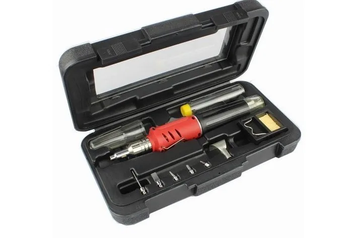 10pcs/set Professional Butane Gas Soldering Iron Set Butane soldering iron set Welding Kit Torch Welding Equipment HS-1115K
