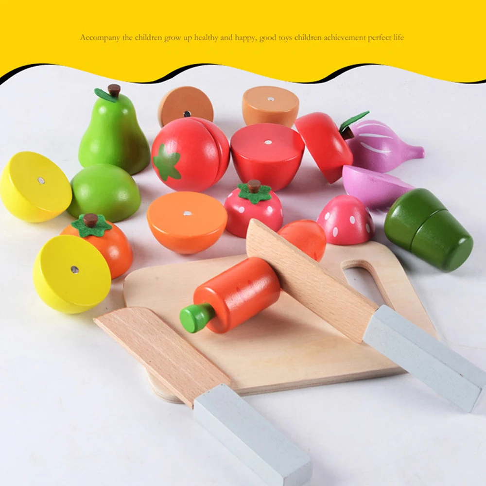 13pcs/set Children Wooden Cutting Fruit Vegetable Kitchen Toys