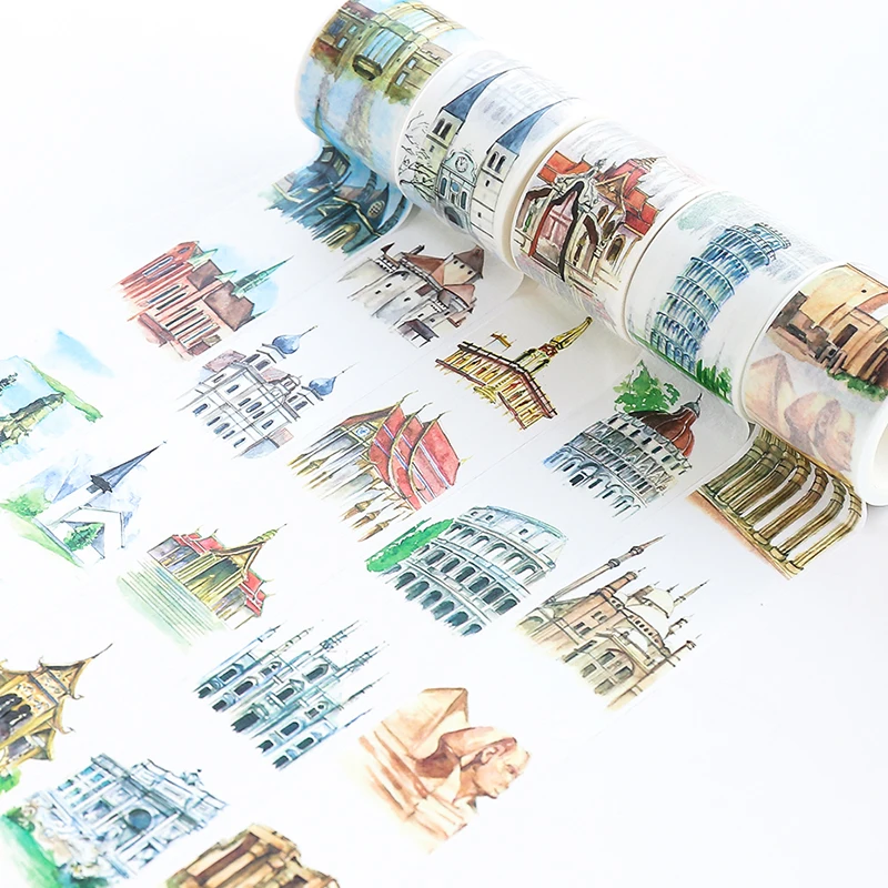 

The World Famous Architecture Washi Tape DIY Decorative Masking Sticky Adhesive Tape for Scrapbooking & Phone Decoration