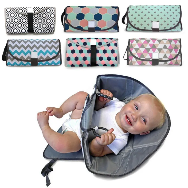 

2 Styles Portable Diaper Changing Pad Clutch with Barrier Foldable Clean Hands Changing Station Soft Flexible Travel Mat
