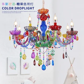 

Artpad Modern Sweet Crystal Chandeliers Macaron Colorful Droplight Children Bedroom Girl Princess Decoration Glass Lustre Lamp