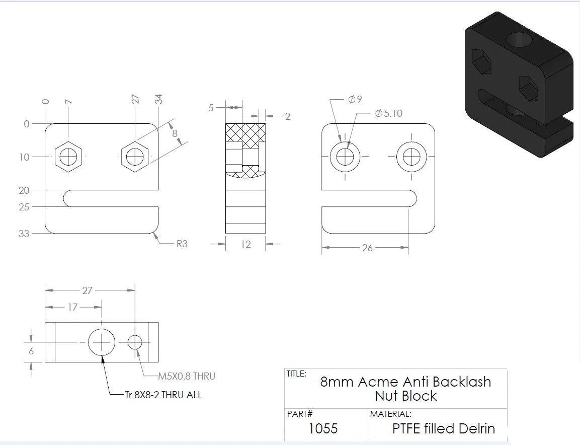 5 шт. аксессуары для 3d принтера openbuilds T8 антилюфтный Гайка Блок 8 мм метрический Acme свинцовый винт шаг 2 мм свинец 2 мм 4 мм 8 мм