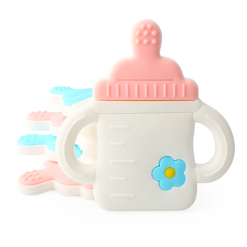 

30pcs Silicone Teether BPA Free Feeding Bottle Shaped Baby Teethers Baby Teething Toys DIY Necklace Pendant Shower Gift