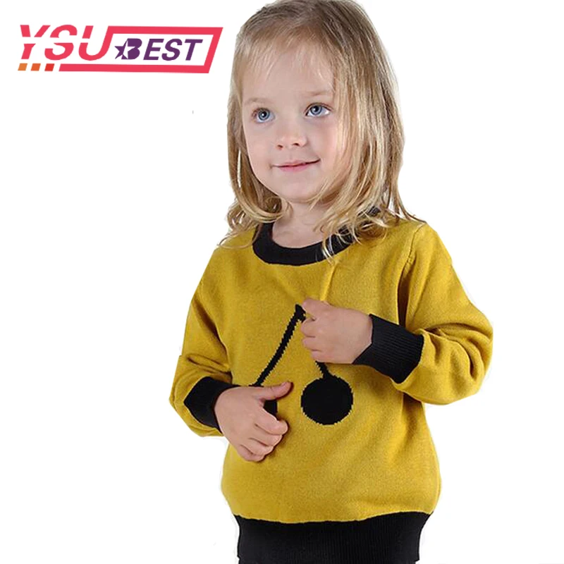 Spring Girls Sweater 2019 Cherry Pattern Toddler Sweater Children Warm