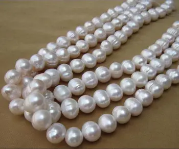 

Beautiful 50INCH LONG 10-11mm NATURAL white pearl necklace