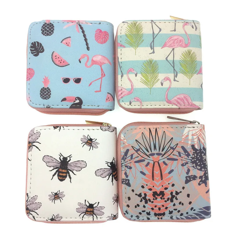 

short zipper print student small fresh cartoon bear small wallet wrist zero coin purse smart leather bear panda money bags