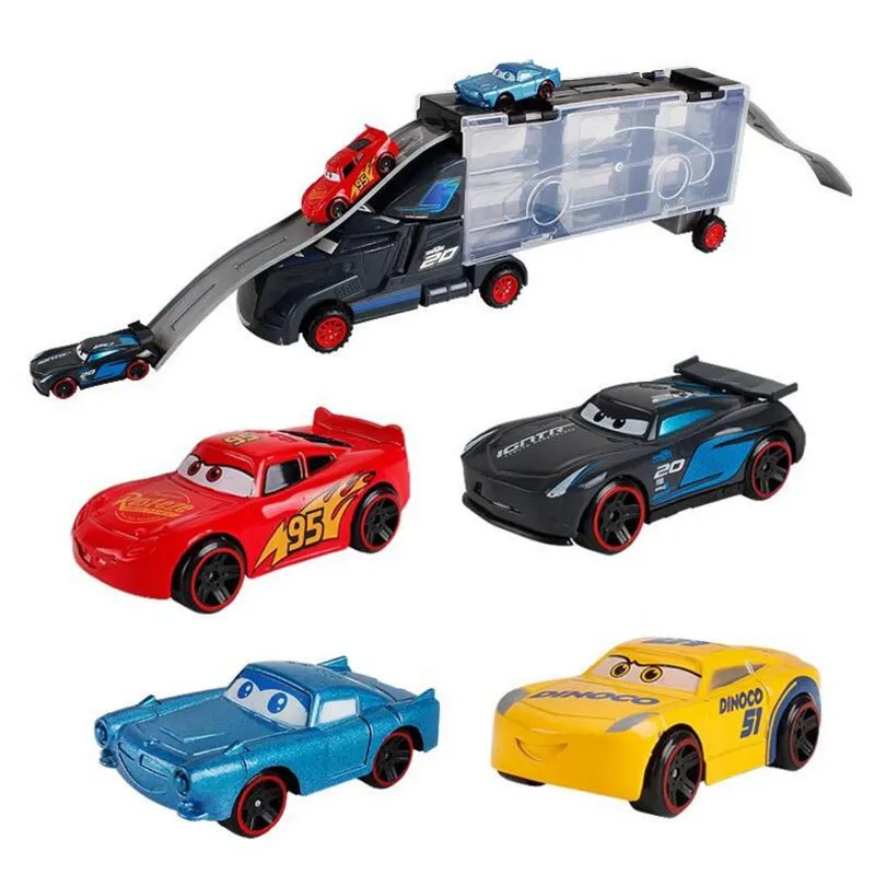 Goede Disney Diecast Metaallegering Pixar Cars 3 Metalen Truck Hauler Met 6 Kleine Auto  S Disney Cars 3 Jackson Storm Mcqueen speelgoed Voor Kinderen