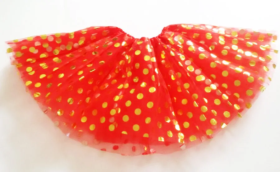 Юбка-пачка в Золотой горошек; юбка-пачка принцессы для дня рождения; Танцевальная праздничная одежда для маленьких девочек - Цвет: red