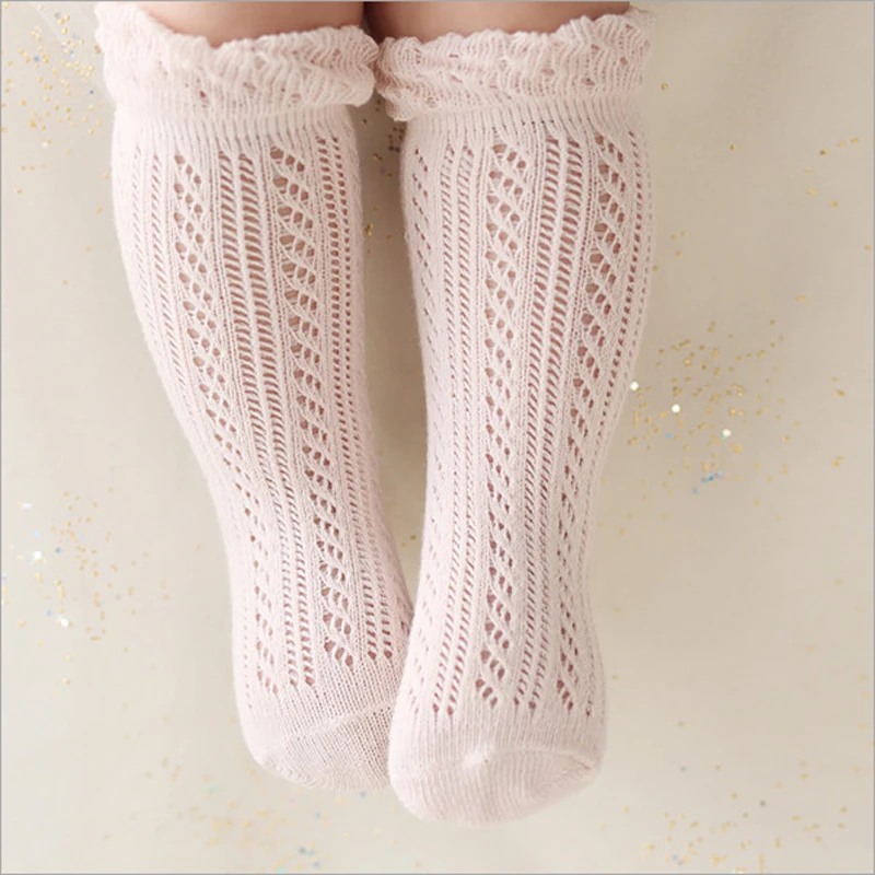 

Baby floor sock Infant Cotton Anti-slip Mesh Soft Knee high Socks With Rubber Soles Slipper Summer spring socks white thin mesh