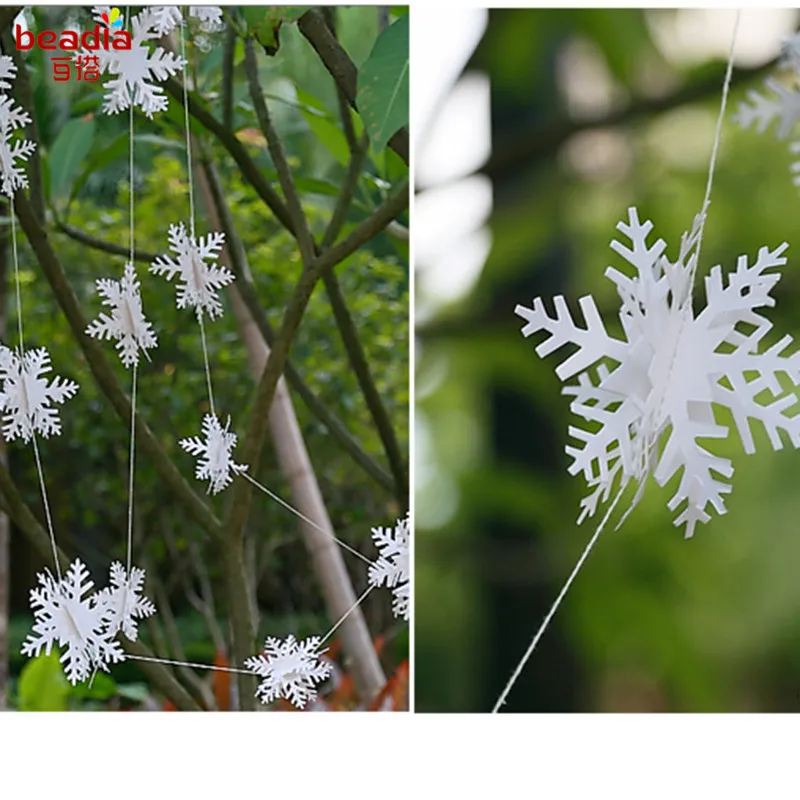 3m Frozen Party Supplies Silver Snowflake Shape Paper Garland Christmas Wedding Decoration Scene New Year Snow Flower Decoration