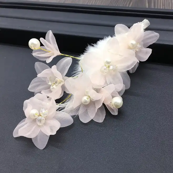 New White Pink Flower Hair Clips Hairgrips Bridal Hair Jewelry