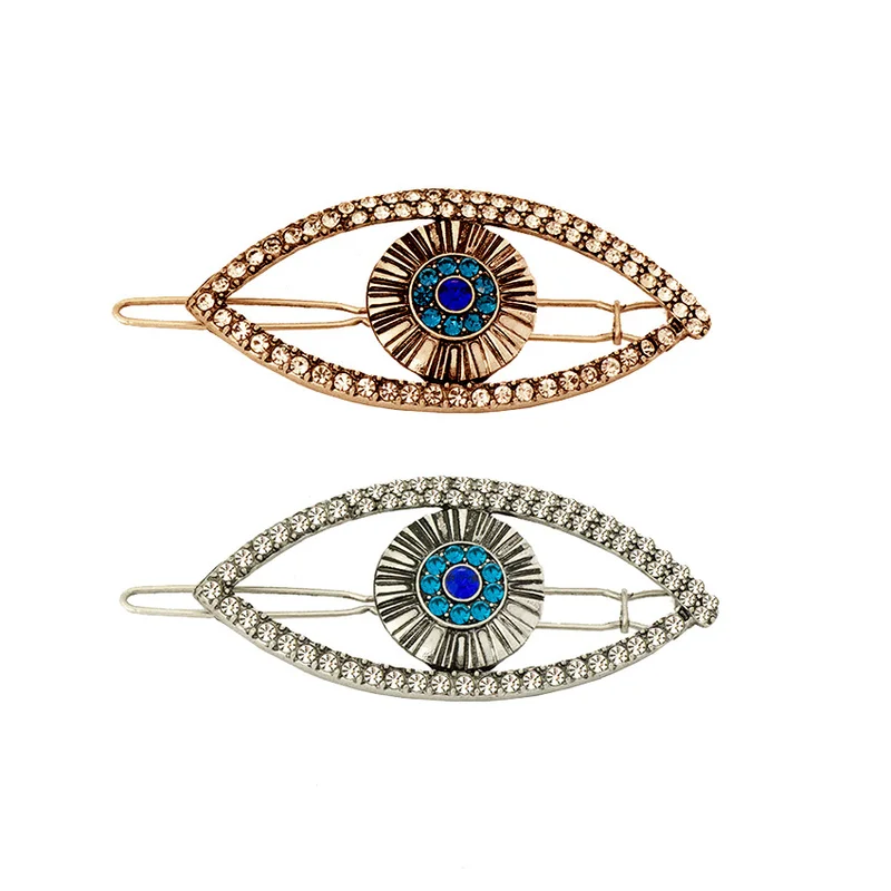 

Big Blue Eye Retro Rhinestone Silver Color Hair Accessories for Women Korean Style Gold Color Eyes Hair Clips for Female Mujer