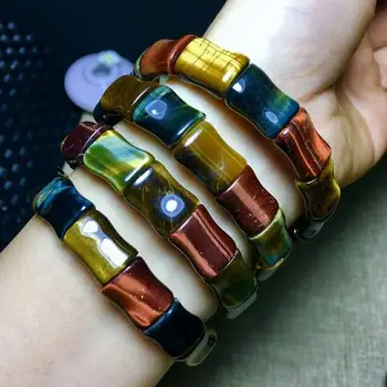 

Natural Multicolor Tiger eye stone Beads Power Gem Bracelet AAA Free Shipping