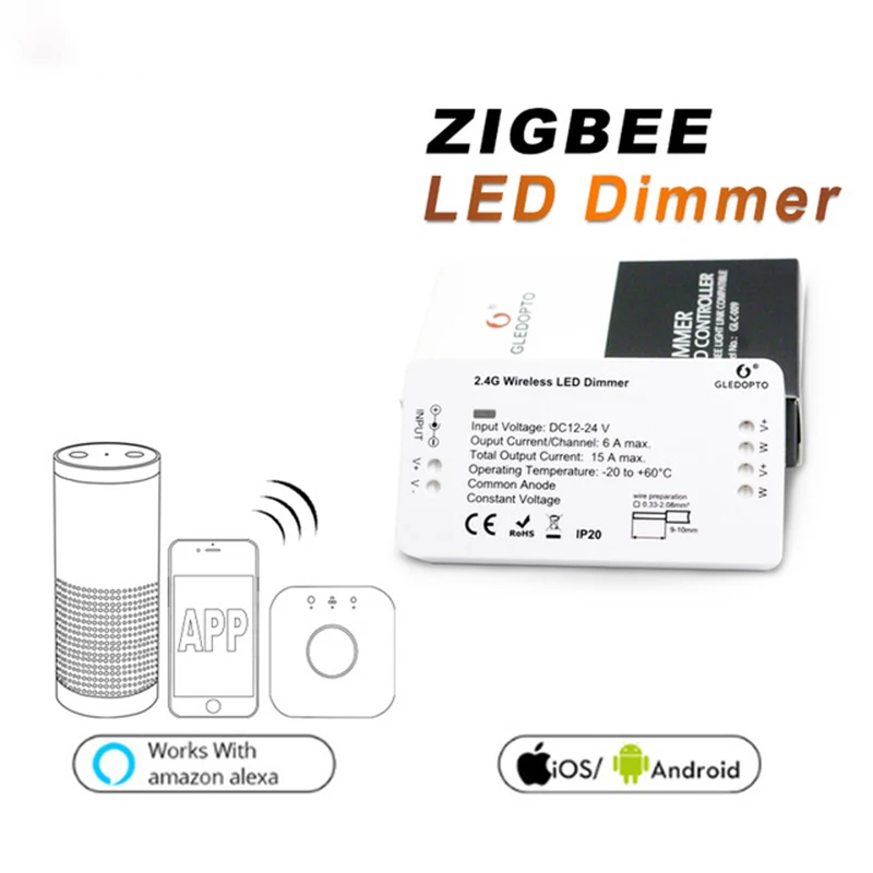 Освещение Диммер 12-24 В для Zigbee APP белый запчасти поставка