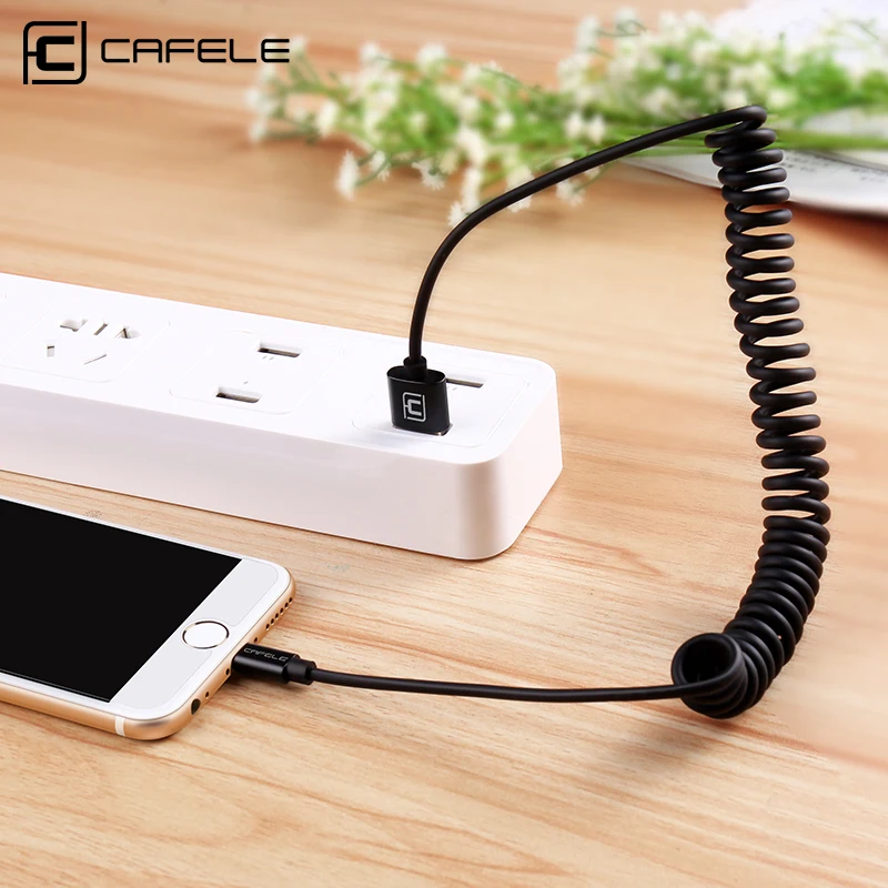 

CAFELE Elastic Stretch USB Cable for iPhone X Xr Xs Max 6s 7 8 Plus Spring extension Fast Charging Data Sync Cable for IOS 11 12