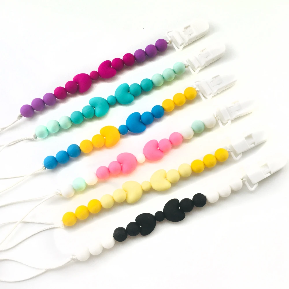 

Baby Pacifier clips holder silicone chew beads pacifier leashes cases chain necklace Carrier Teething Accessory teether holder